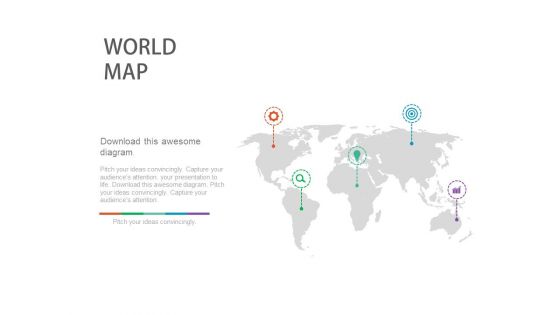 World Map With Icons For Global Business Powerpoint Slides