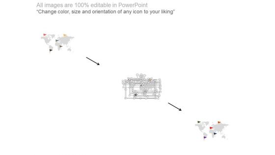 World Map With Location Flags And Icons Powerpoint Slides