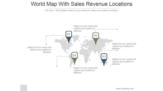 World Map With Sales Revenue Locations Ppt PowerPoint Presentation Designs Download