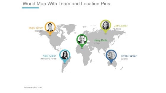 World Map With Team And Location Pins Ppt PowerPoint Presentation Shapes
