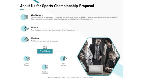 Worldwide Tournament About Us For Sports Championship Proposal Ppt Templates PDF