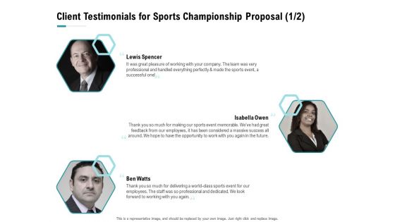 Worldwide Tournament Client Testimonials For Sports Championship Proposal Professional Ppt Inspiration Background PDF