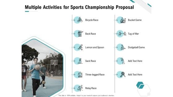 Worldwide Tournament Multiple Activities For Sports Championship Proposal Ppt Infographic Template File Formats PDF