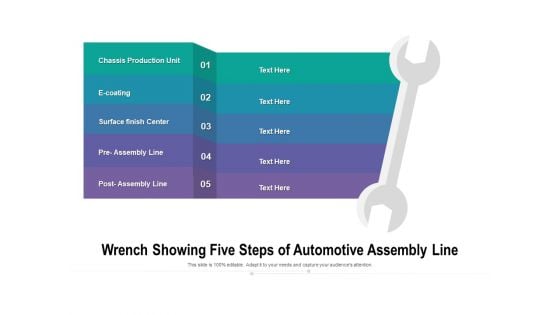 Wrench Showing Five Steps Of Automotive Assembly Line Ppt PowerPoint Presentation File Example Introduction PDF