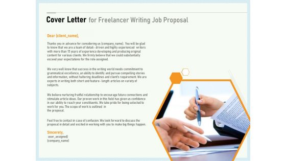 Writing A Bid Cover Letter For Freelancer Writing Job Proposal Ppt PowerPoint Presentation Layouts Example PDF Writing A Bid Cover Letter For Freelancer Writing Job Proposal Ppt PowerPoint Presentation Layouts Example PDF