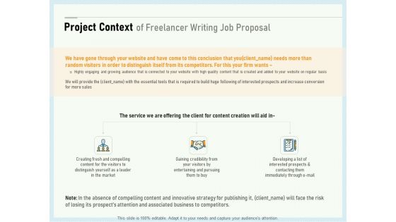 Writing A Bid Project Context Of Freelancer Writing Job Proposal Ppt PowerPoint Presentation Influencers PDF