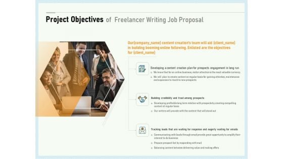 Writing A Bid Project Objectives Of Freelancer Writing Job Proposal Ppt PowerPoint Presentation Infographic Template Slide Portrait PDF