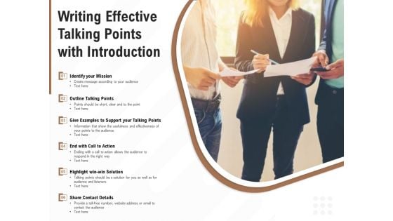 Writing Effective Talking Points With Introduction Ppt PowerPoint Presentation Inspiration Skills