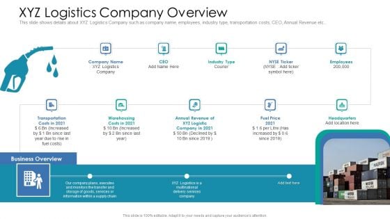 XYZ Logistics Company Overview Mockup PDF