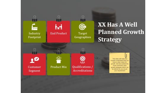 Xx Has A Well Planned Growth Strategy Ppt PowerPoint Presentation Styles Structure