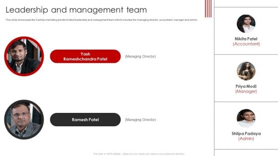 YASHBIZ Marketing Business Profile Leadership And Management Team Graphics PDF YASHBIZ Marketing Business Profile Leadership And Management Team Graphics PDF