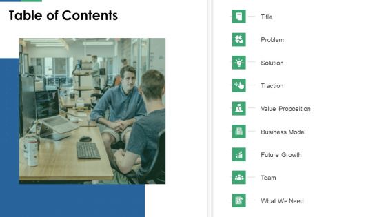 Y Combinator Pitch Deck For Startups Table Of Contents Ppt Deck PDF