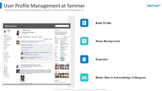 Yammer Capital Fundraising User Profile Management At Yammer Mockup PDF