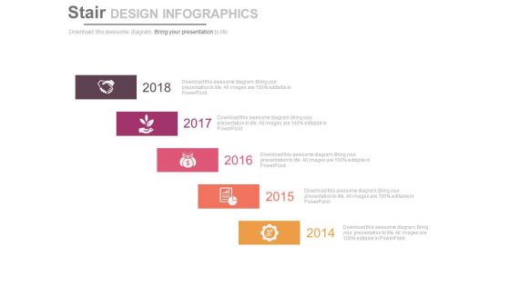 Year 2014 To 2018 Stair Design For Corporate Strategy Powerpoint Slides