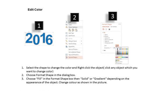 Year 2016 Numbers With Icons Powerpoint Template