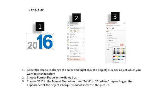 Year 2016 Text With Icons Powerpoint Template