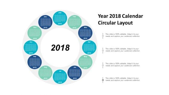 Year 2018 Calendar Circular Layout Ppt Powerpoint Presentation Styles Graphics