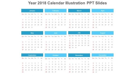 Year 2018 Calendar Illustration Ppt Slides
