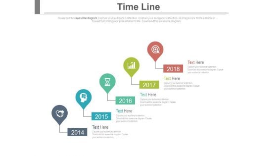 Year Based Timeline With Icons Powerpoint Slides