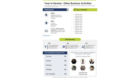 Year In Review Other Business Activities One Pager Documents