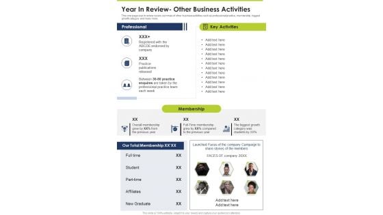 Year In Review Other Business Activities One Pager Documents Year In Review Other Business Activities One Pager Documents