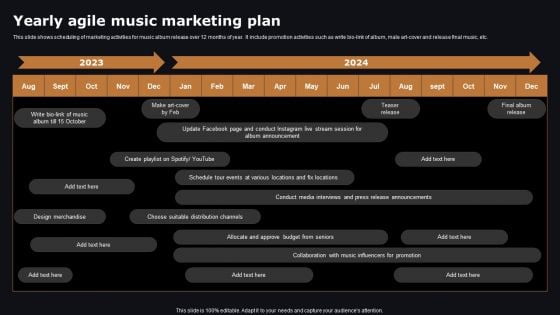 Yearly Agile Music Marketing Plan Portrait PDF