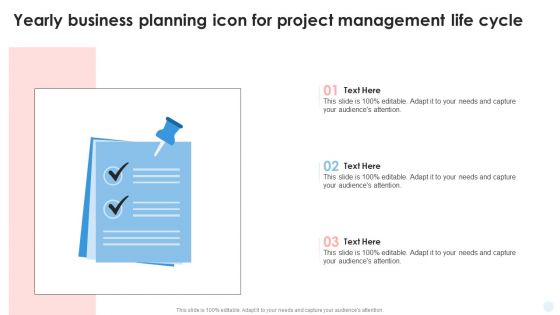 Yearly Business Planning Icon For Project Management Life Cycle Pictures PDF