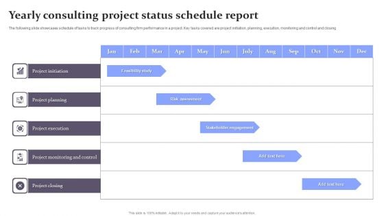 Yearly Consulting Project Status Schedule Report Diagrams PDF