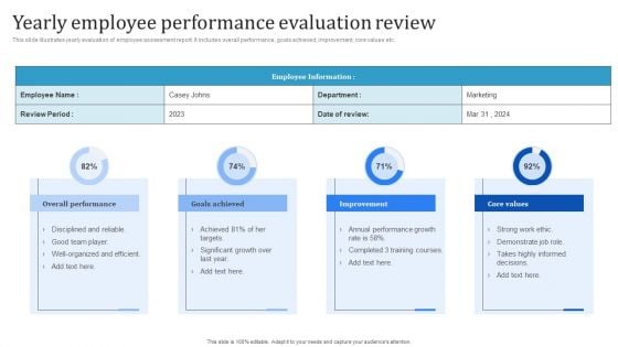 Yearly Employee Performance Evaluation Review Sample PDF
