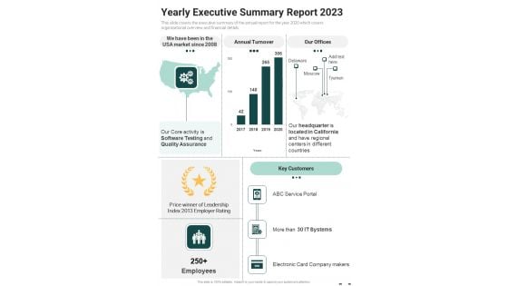 Yearly Executive Summary Report 2023 One Pager Documents