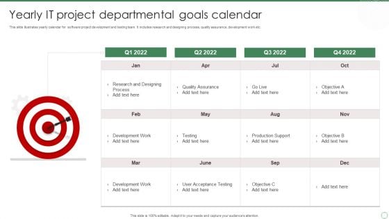 Yearly It Project Departmental Goals Calendar Ppt Infographic Template Slides PDF