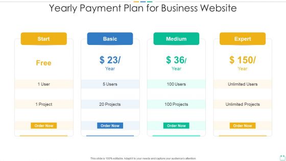 Yearly Payment Plan For Business Website Portrait PDF