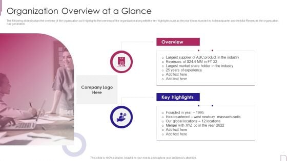 Yearly Product Performance Assessment Repor Organization Overview At A Glance Themes PDF