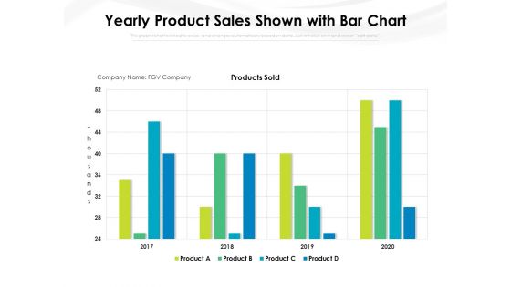 Yearly Product Sales Shown With Bar Chart Ppt PowerPoint Presentation File Gridlines PDF