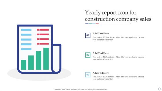 Yearly Report Icon For Construction Company Sales Formats PDF