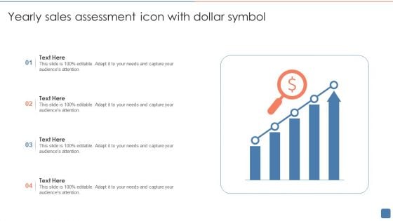 Yearly Sales Assessment Icon With Dollar Symbol Brochure PDF