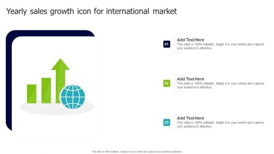 Yearly Sales Growth Icon For International Market Guidelines PDF