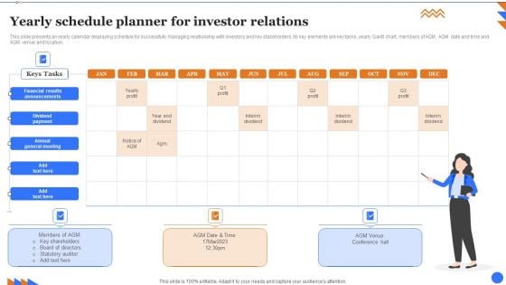 Yearly Schedule Planner For Investor Relations Structure PDF