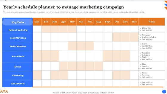 Yearly Schedule Planner To Manage Marketing Campaign Formats PDF