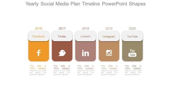 Yearly Social Media Plan Timeline Powerpoint Shapes