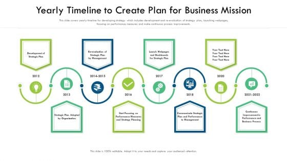 Yearly Timeline To Create Plan For Business Mission Ppt Show Smartart PDF