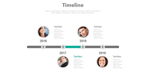 Yearly Timeline With Business People Photos Powerpoint Slides