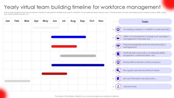 Yearly Virtual Team Building Timeline For Workforce Management Download PDF