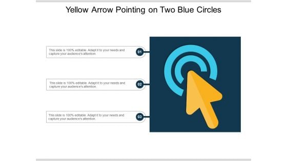 Yellow Arrow Pointing On Two Blue Circles Ppt PowerPoint Presentation File Summary PDF
