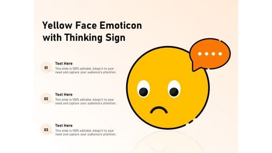 Yellow Face Emoticon With Thinking Sign Ppt PowerPoint Presentation Gallery Introduction PDF