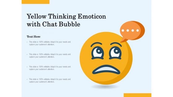 Yellow Thinking Emoticon With Chat Bubble Ppt PowerPoint Presentation Gallery Icon PDF