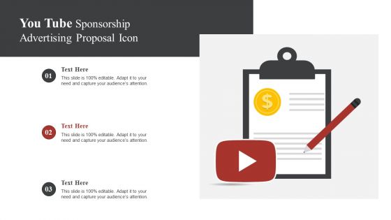 You Tube Sponsorship Advertising Proposal Icon Ppt Outline Icon PDF