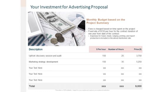 Your Investment For Advertising Proposal Ppt File Infographics PDF Your Investment For Advertising Proposal Ppt File Infographics PDF