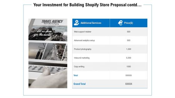 Your Investment For Building Shopify Store Proposal Contd Ppt PowerPoint Presentation Pictures Images