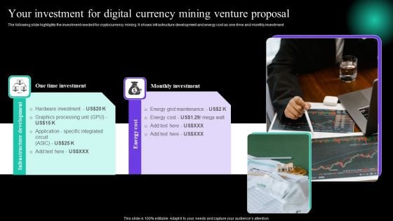 Your Investment For Digital Currency Mining Venture Proposal Diagrams PDF